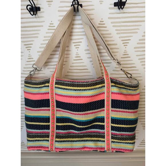 America & Beyond Beaded Pom Pom Tote Bag - Picture 4 of 5